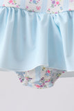 Blue floral ruffle one-piece swimsuit - Aaria Tees Aaria Tees