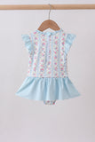 Blue floral ruffle one-piece swimsuit - Aaria Tees Aaria Tees
