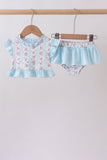 Blue floral ruffle 2pc swimsuit - Aaria Tees Aaria Tees