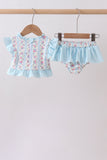 Blue floral ruffle 2pc swimsuit - Aaria Tees Aaria Tees