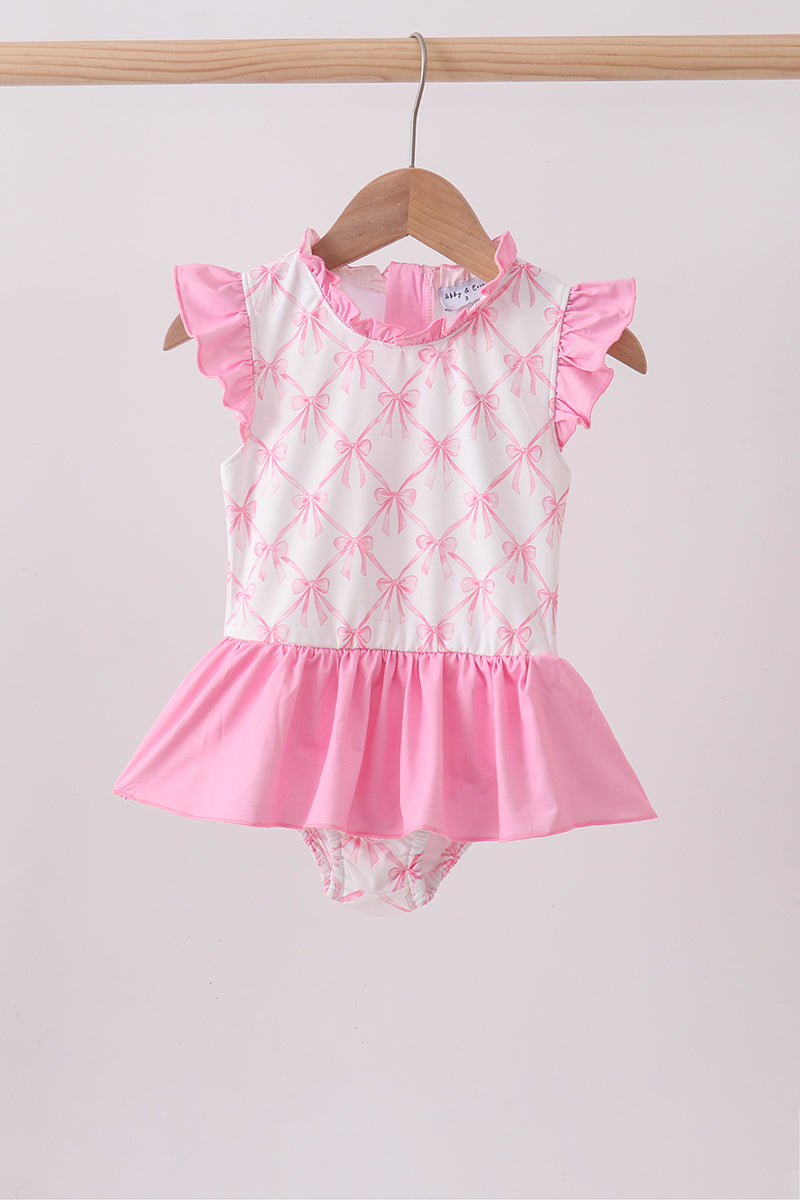 Pink bow ruffle one-piece swimsuit - Aaria Tees