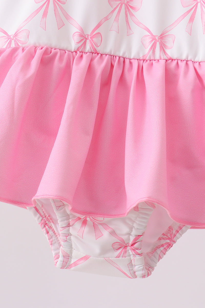 Pink bow ruffle one-piece swimsuit - Aaria Tees Aaria Tees