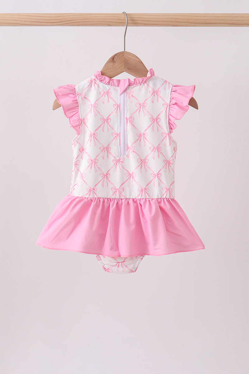Pink bow ruffle one-piece swimsuit - Aaria Tees Aaria Tees