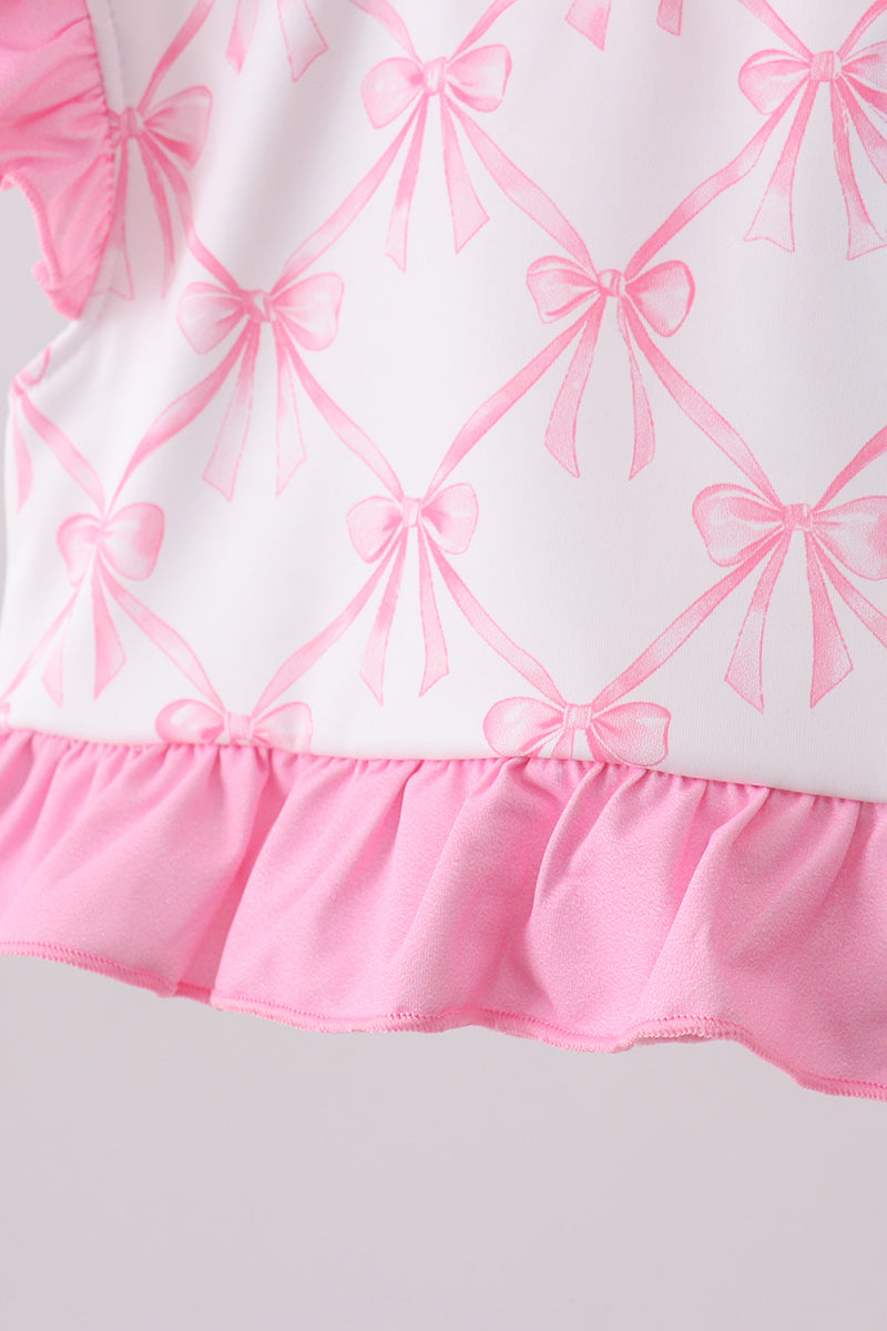 Pink bow ruffle 2pc swimsuit - Aaria Tees Aaria Tees