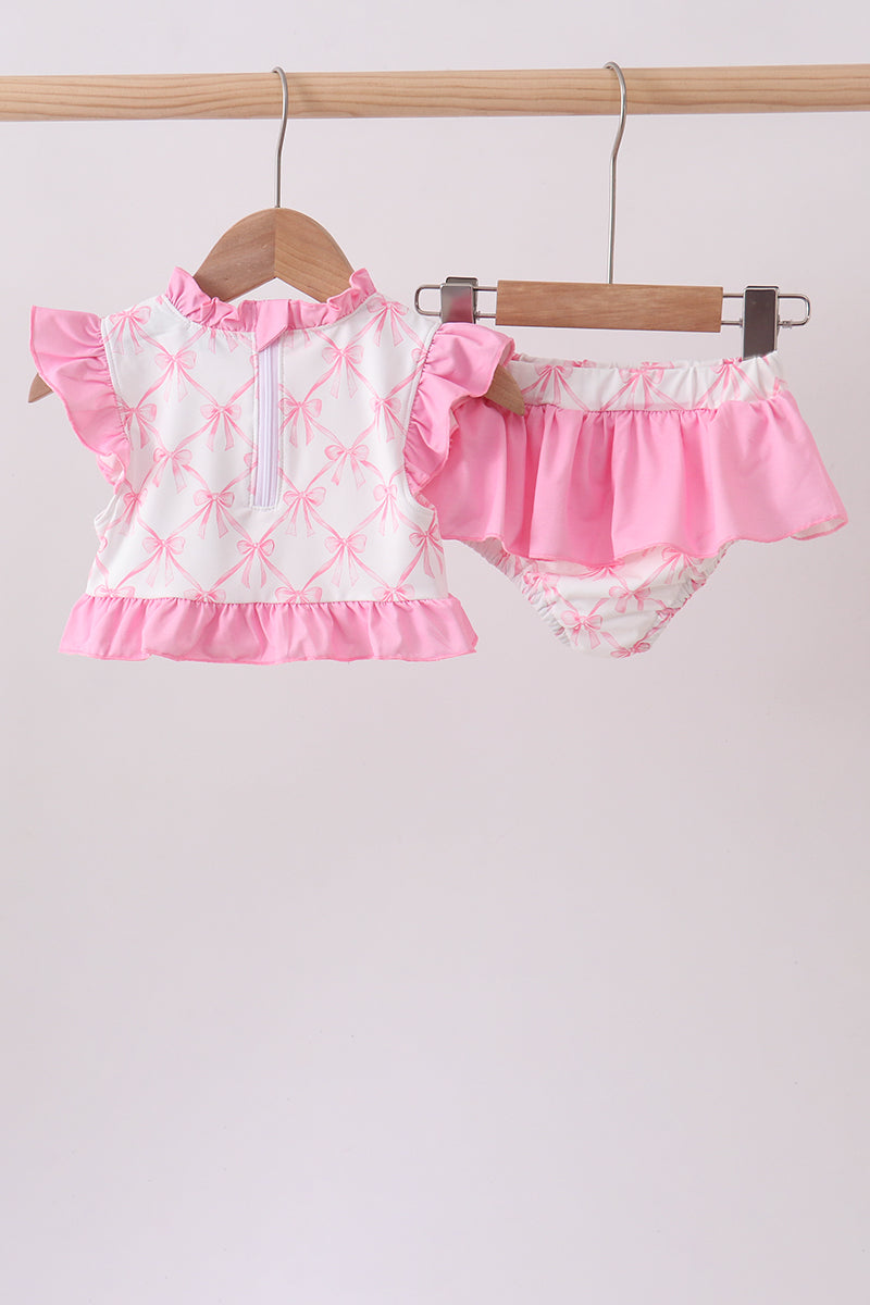 Pink bow ruffle 2pc swimsuit - Aaria Tees Aaria Tees