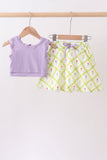 Purple floral bow skorts set - Aaria Tees Aaria Tees