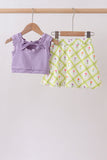 Purple floral bow skorts set - Aaria Tees Aaria Tees
