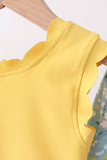 Mustard&green floral bow skorts set - Aaria Tees Aaria Tees