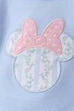 Blue character applique ruffle shorts set Aaria Tees