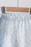 Blue character applique ruffle shorts set Aaria Tees