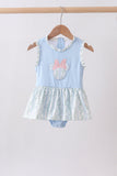 Blue character applique ruffle one-piece swimsuit Aaria Tees