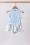 Blue character applique ruffle one-piece swimsuit Aaria Tees