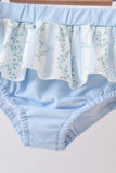 Blue character applique ruffle 2pc swimsuit Aaria Tees