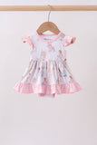 Pink all day adventure bamboo ruffle bubble - Aaria Tees Aaria Tees