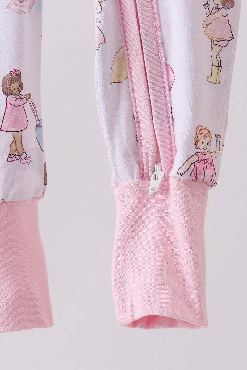 Pink all day adventure bamboo romper - Aaria Tees Aaria Tees