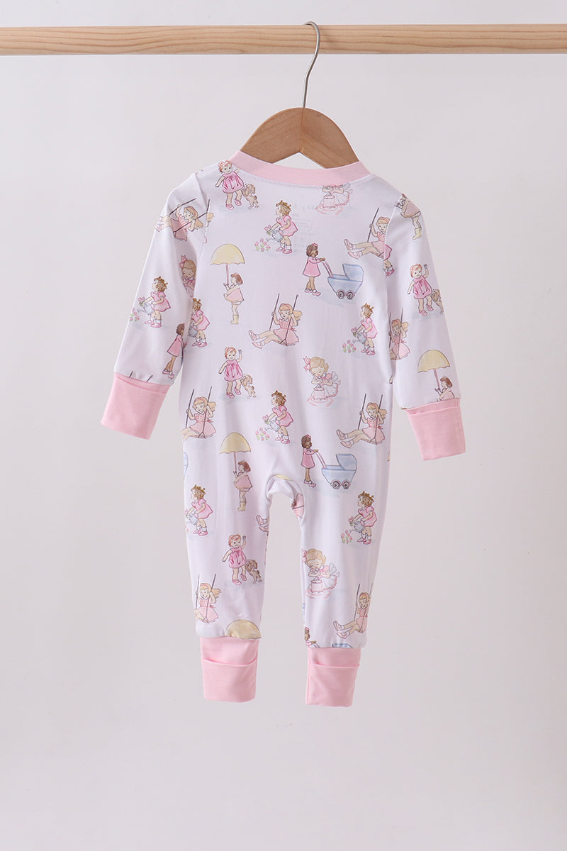 Pink all day adventure bamboo romper - Aaria Tees Aaria Tees