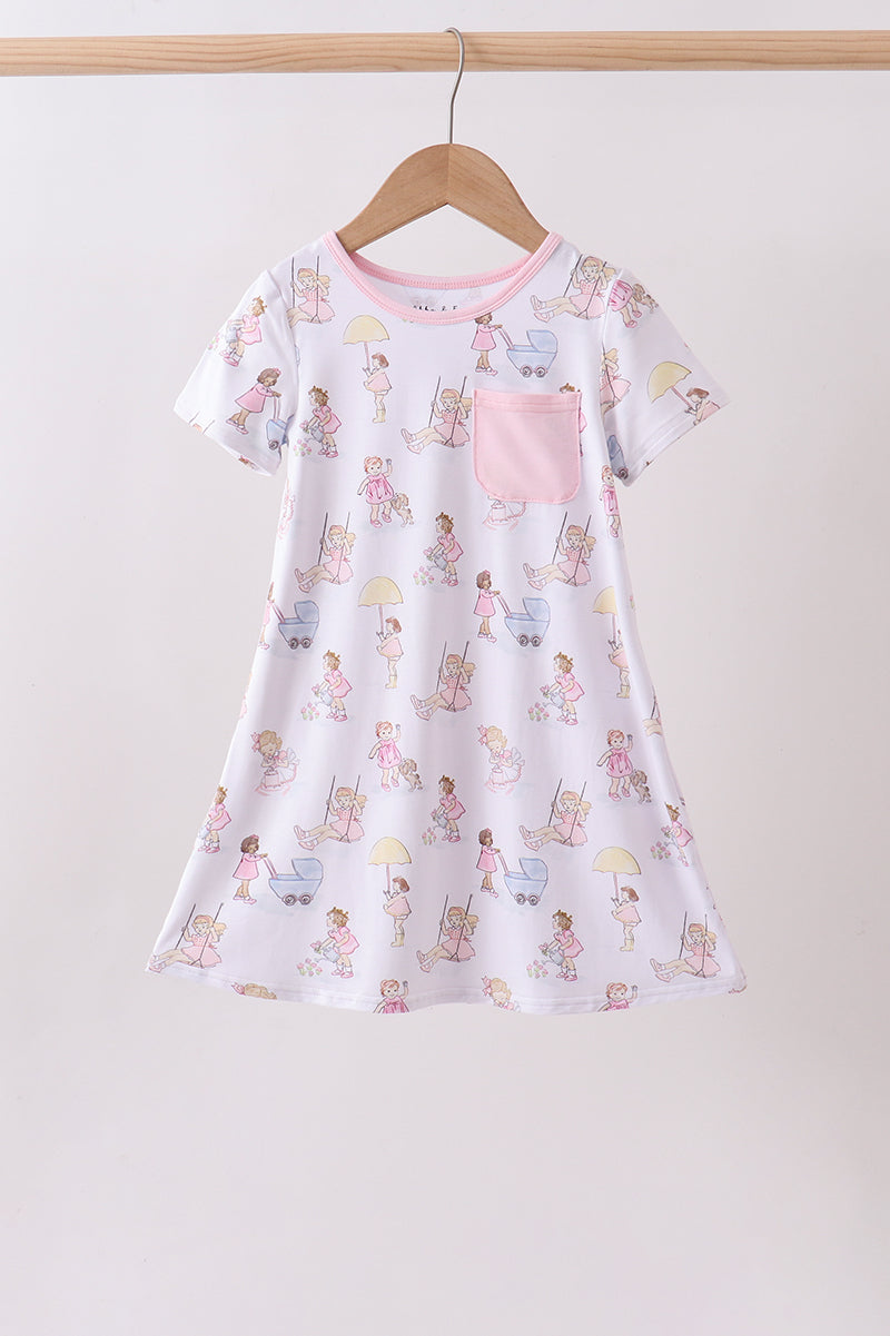 Pink all day adventure bamboo dress - Aaria Tees Aaria Tees