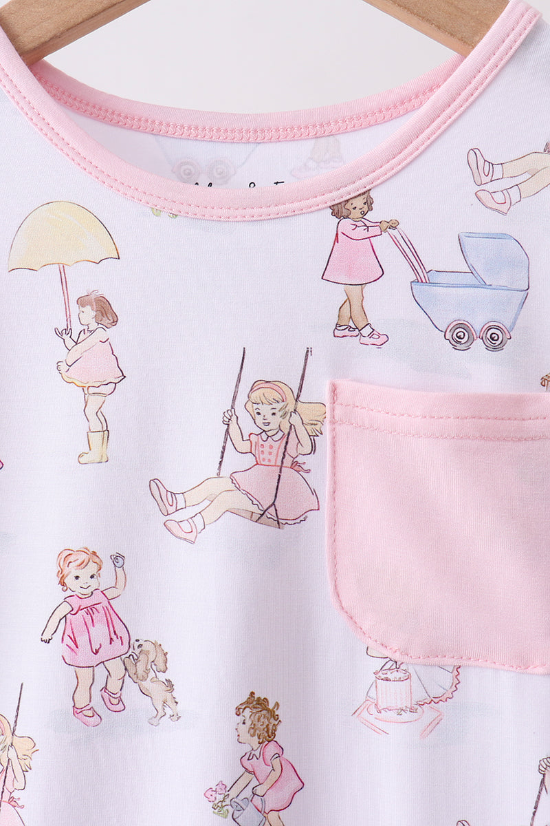 Pink all day adventure bamboo dress - Aaria Tees Aaria Tees