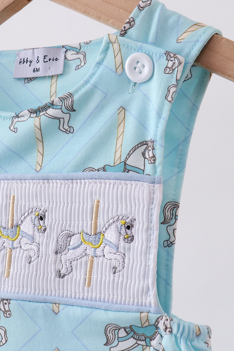 Blue carousel smocked jonjon - Aaria Tees Aaria Tees