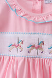 Pink carousel smocked ruffle dress - Aaria Tees Aaria Tees