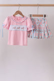 Pink carousel smocked ruffle skorts set - Aaria Tees Aaria Tees