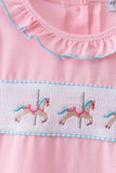 Pink carousel smocked ruffle skorts set - Aaria Tees Aaria Tees