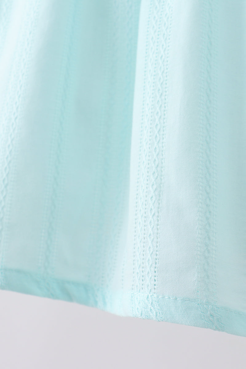 Blue starfish smocked jacquard ruffle bloomer set - Aaria Tees Aaria Tees