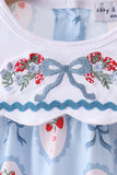 Blue strawberry bow embroidery bubble - Aaria Tees Aaria Tees