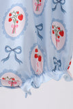 Blue strawberry bow embroidery bubble - Aaria Tees Aaria Tees