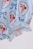 Blue strawberry bow embroidery bubble - Aaria Tees Aaria Tees