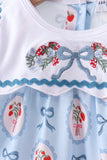 Blue strawberry bow embroidery bloomer set - Aaria Tees Aaria Tees