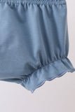 Blue strawberry bow embroidery bloomer set - Aaria Tees Aaria Tees