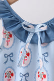 Blue strawberry bow ruffle one-piece swimsuit - Aaria Tees Aaria Tees