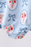 Blue strawberry bow ruffle one-piece swimsuit - Aaria Tees Aaria Tees