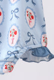 Blue strawberry bow ruffle one-piece swimsuit - Aaria Tees Aaria Tees