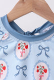 Blue strawberry bow ruffle rashguard - Aaria Tees Aaria Tees