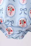 Blue strawberry bow ruffle rashguard - Aaria Tees Aaria Tees