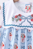 Blue strawberry bow ruffle dress - Aaria Tees Aaria Tees