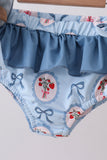 Blue strawberry bow ruffle 2pc swimsuit - Aaria Tees Aaria Tees