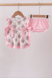 Pink carousel print ruffle bloomer set - Aaria Tees Aaria Tees