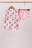 Pink carousel print ruffle bloomer set - Aaria Tees Aaria Tees