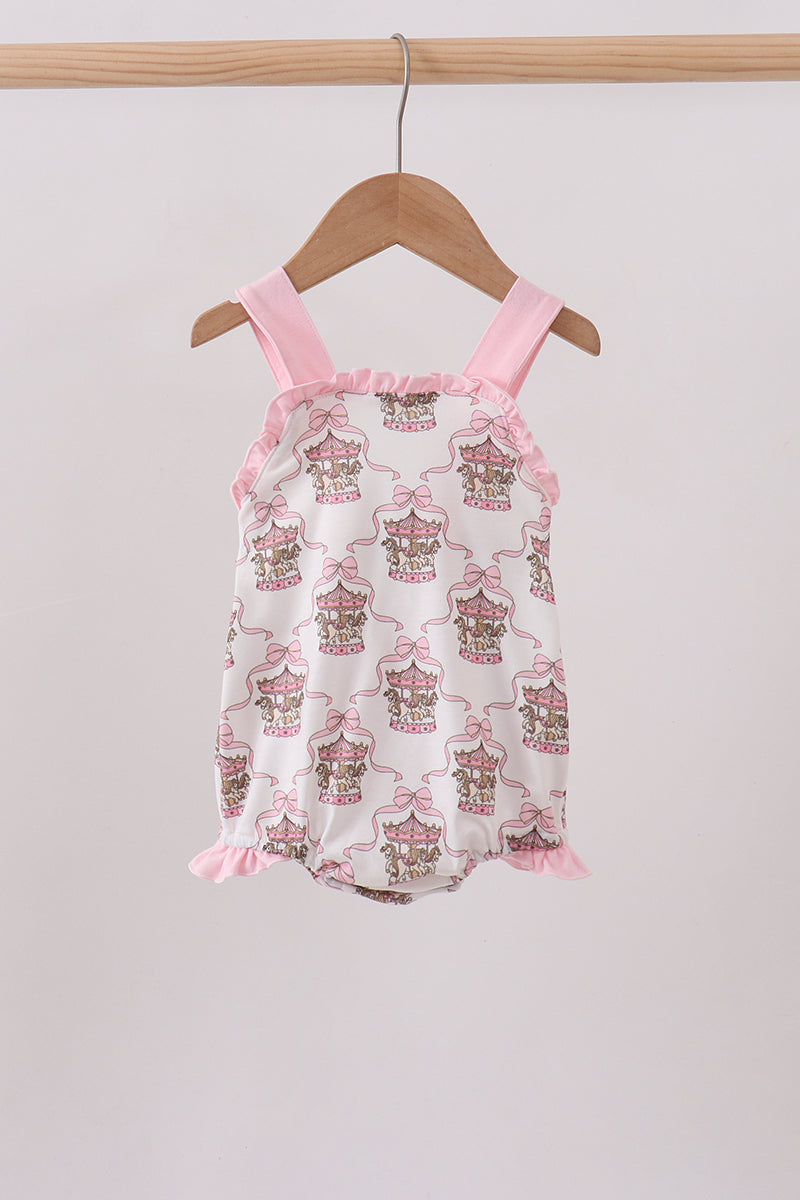 Pink carousel print ruffle bubble - Aaria Tees Aaria Tees