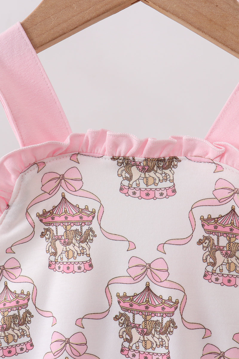 Pink carousel print ruffle bubble - Aaria Tees Aaria Tees
