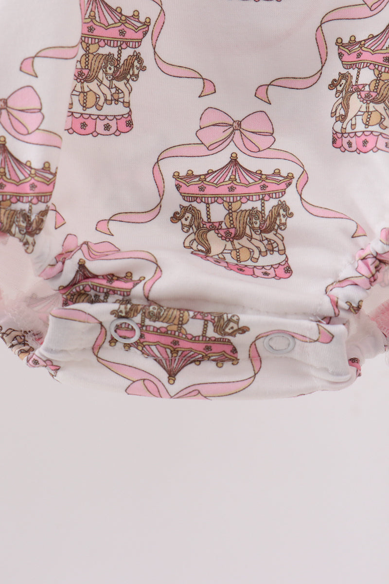 Pink carousel print ruffle bubble - Aaria Tees Aaria Tees