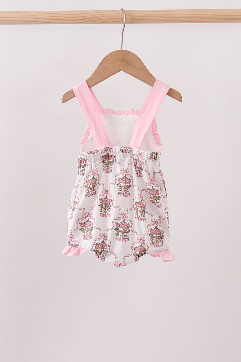 Pink carousel print ruffle bubble - Aaria Tees Aaria Tees