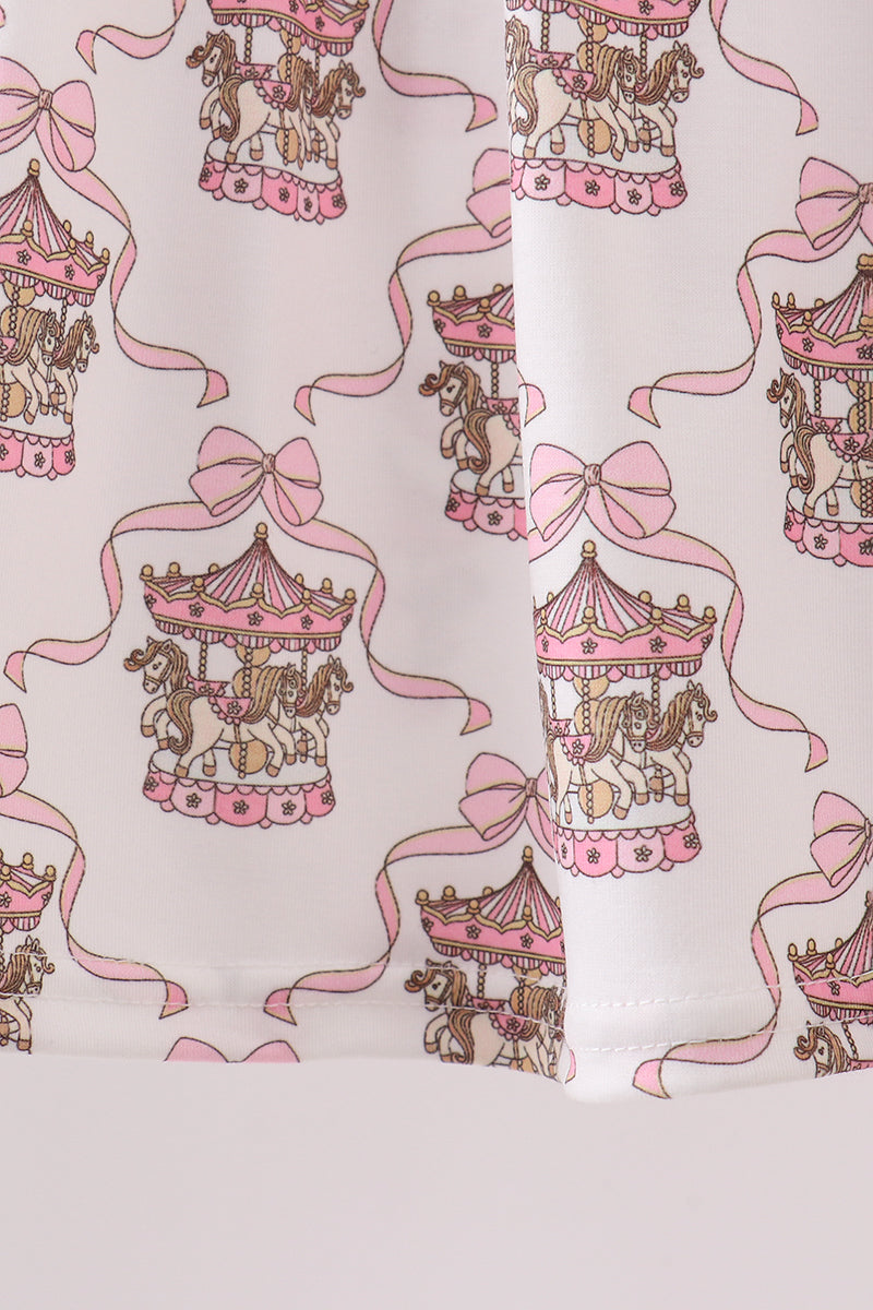 Pink carousel print ruffle shorts set - Aaria Tees Aaria Tees
