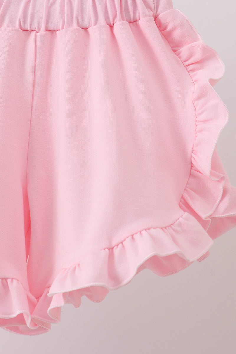Pink carousel print ruffle shorts set - Aaria Tees Aaria Tees