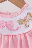 Pink carousel embroidery ruffle bubble - Aaria Tees Aaria Tees