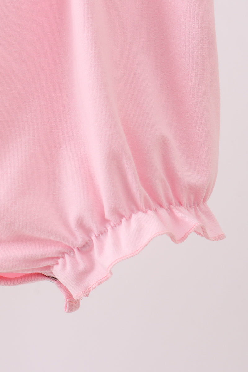 Pink carousel embroidery ruffle bubble - Aaria Tees Aaria Tees