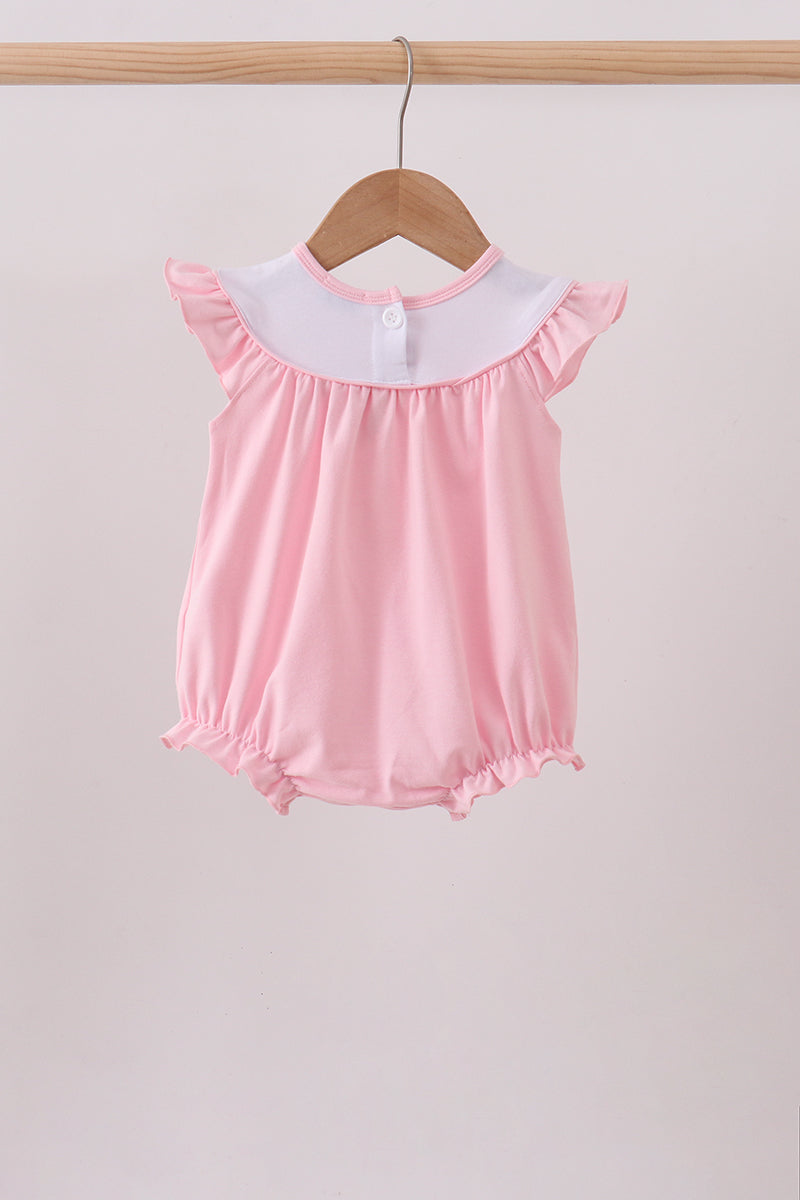 Pink carousel embroidery ruffle bubble - Aaria Tees Aaria Tees